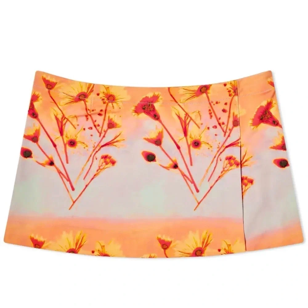 NWT Miaou Mini Skirt Micro in Sunrise Orange Multicolor Floral Print​